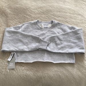 Aritzia TNA Cozy Fleece Boyfriend Cropped Sweater in Heather Ice Grey